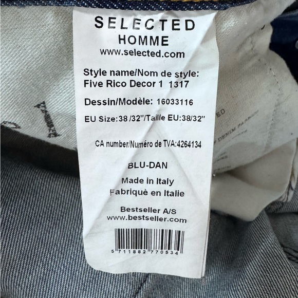Selected Homme Men's Blue Tapered Jeans Size 38 Button Fly - Picture 9 of 14